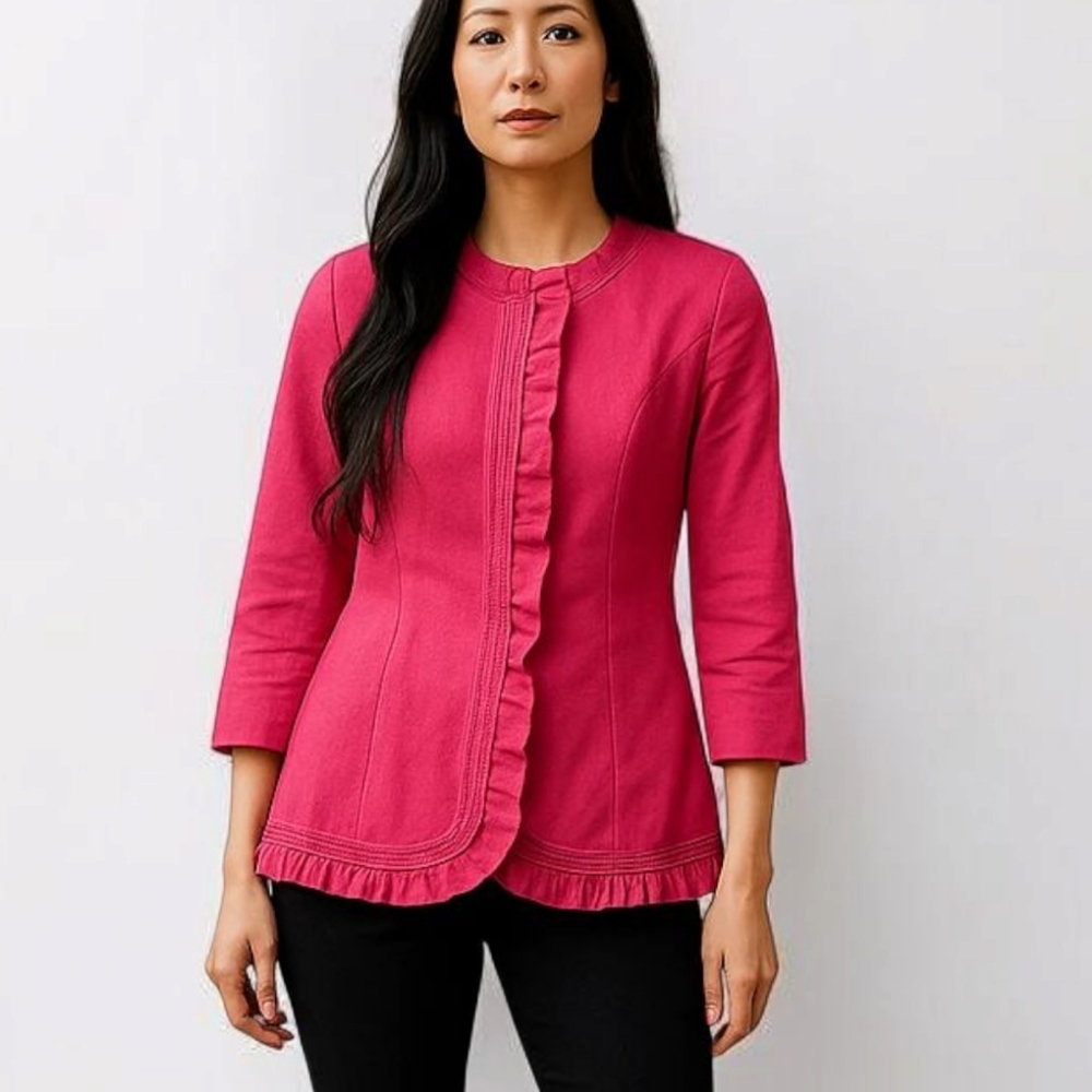 Red Valentino Ruffle Detail Coat in Fuschia Pink💕 $1595